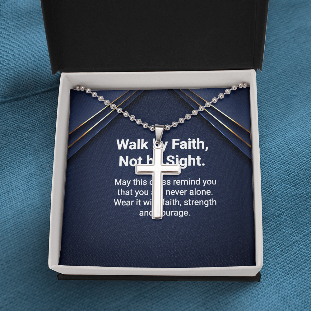 Stainless-steel cross pendant detail