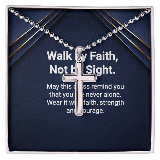 Artisan Cross Necklace with stainless-steel pendant