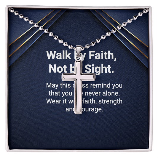 Artisan Cross Necklace with stainless-steel pendant