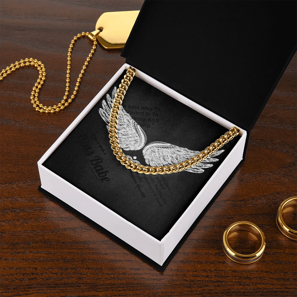 18k yellow gold-finish Cuban Link Chain close-up