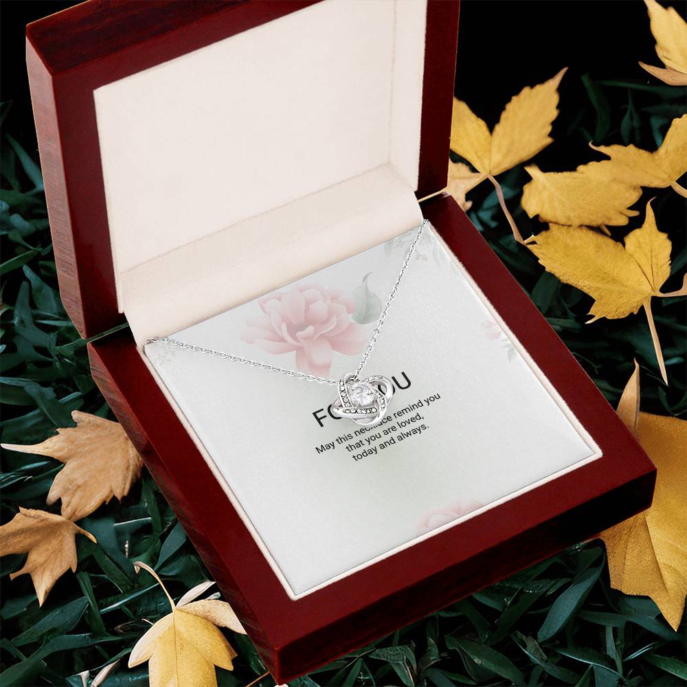 Love Knot Necklace with cubic zirconia centre stone
